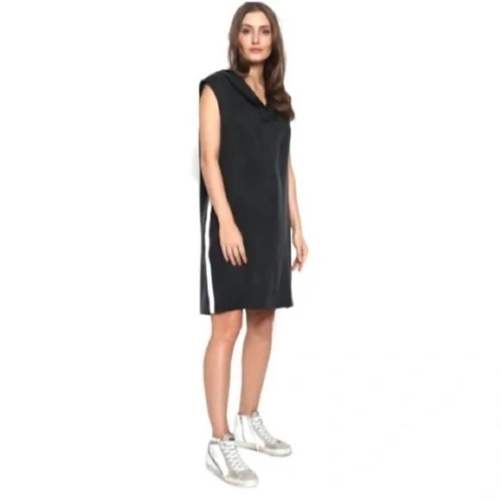 Drew Black Side Stripes Hooded Hoodie Dress Small​​​​​​​​